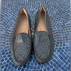 Coach Alana Black Studded Leather Loafers Women’s 6.5